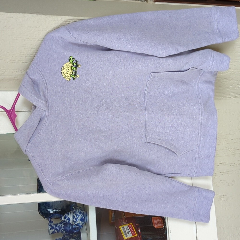 Kids Old Navy Hoodie Lavender Turtle With Skateboard